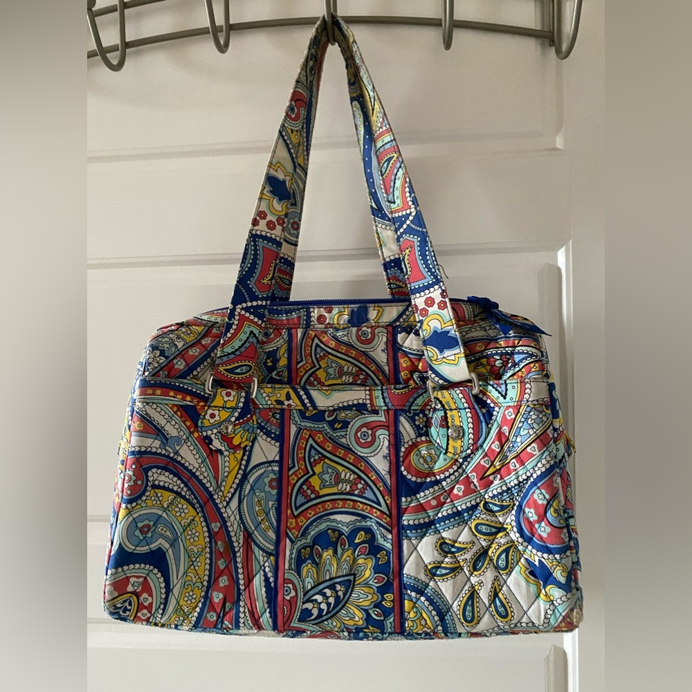 VERA BRADLEY SaksMarina Paisley Red Blue Yellow White Large Handbag